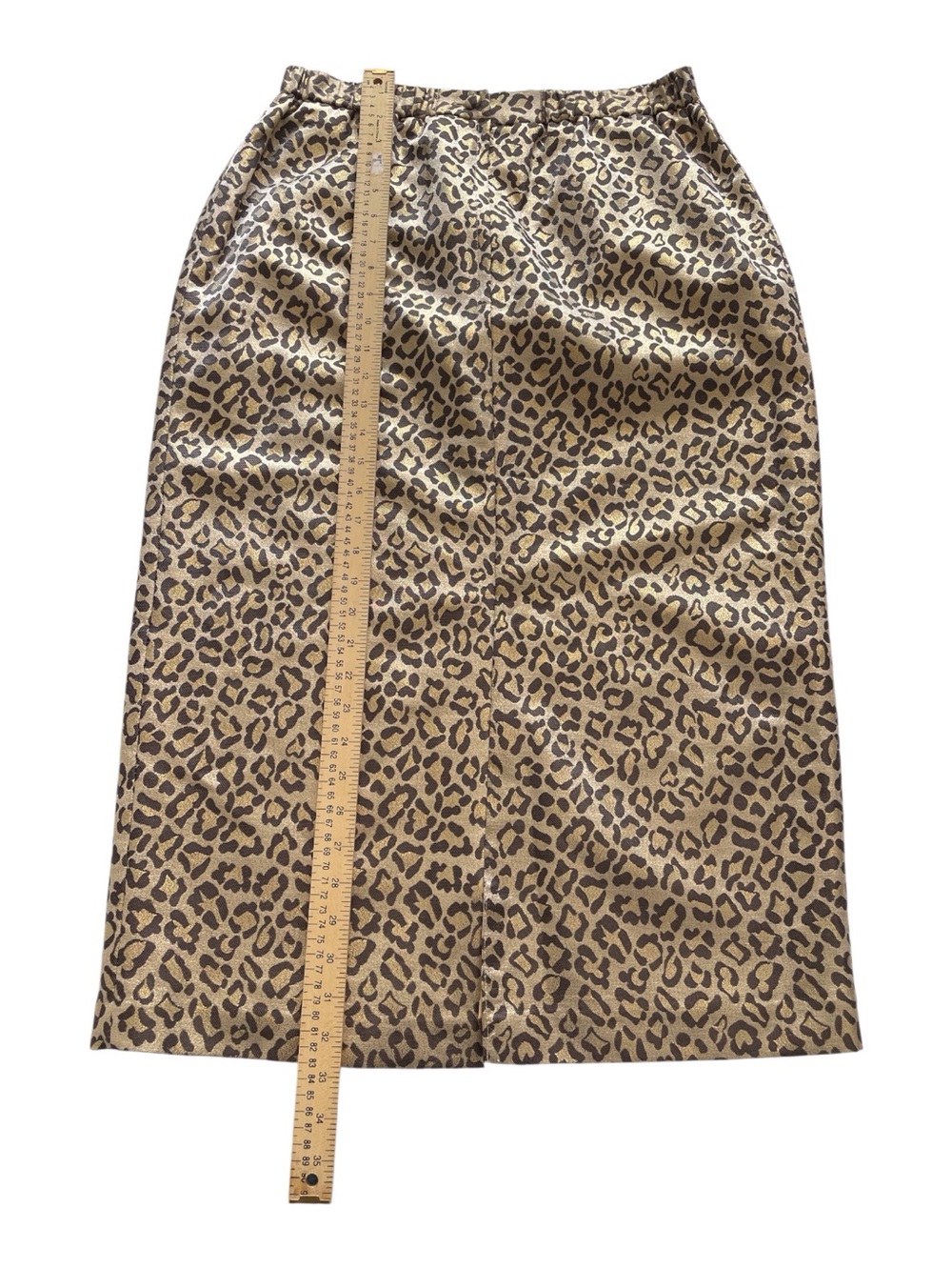 Leopard Print Midi Women's Skirt with Elastic Waist. 12 - Picture 7 of 10